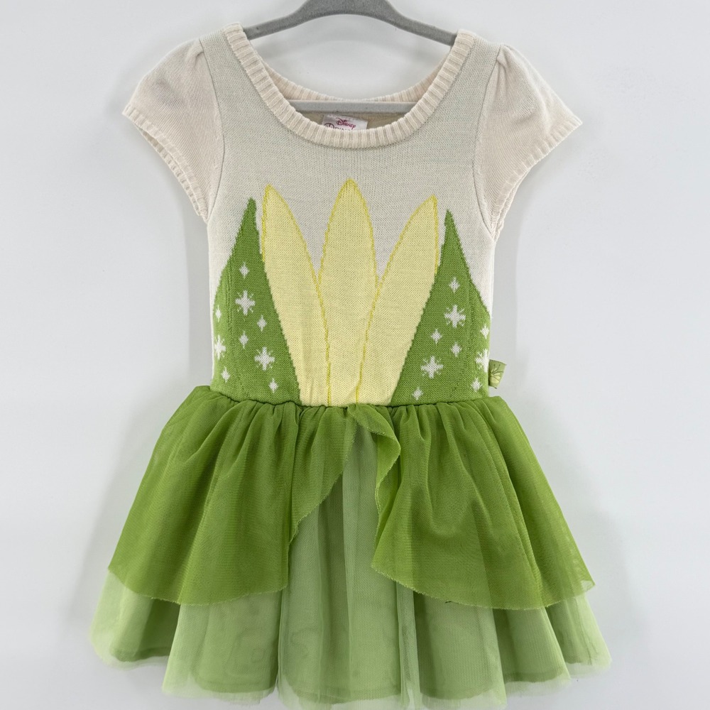 Disney Princess Tiana Dress Green Knit Tulle Halloween Costume Baby Girls 18M